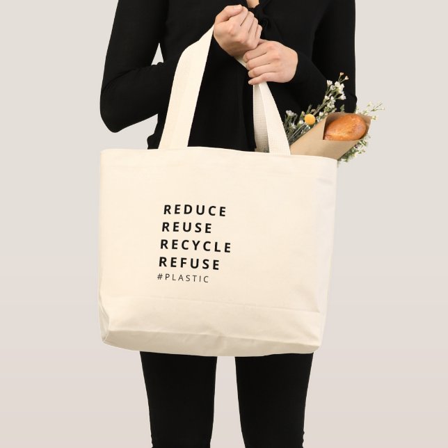 REDUCE REUSE RECYCLE PLASTIKPLASTIK Öko-freundlich Jumbo Stoffbeutel (Vorderseite (Produkt))