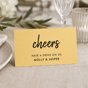 Réduction Carte de bon de boisson jaune moutarde Cheers mo