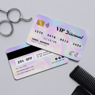 Réduction Carte de crédit VIP pour coiffeur holographique mo
