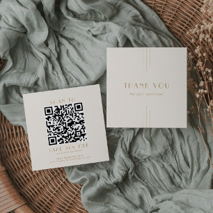 Réduction Carte de remerciement QR Code Entreprise Crème et