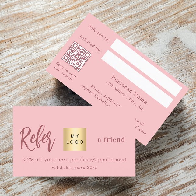 Réduction Code qr rose carte de référence du logo de l'entre (Créateur téléchargé)