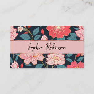 Réduction Élégant Carte de visite de fleurs de cerises roses
