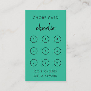 Réduction Enfants Chore Carte turquoise de récompense vert