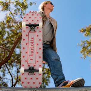 Redund rosa Muster des Herzens Skateboard