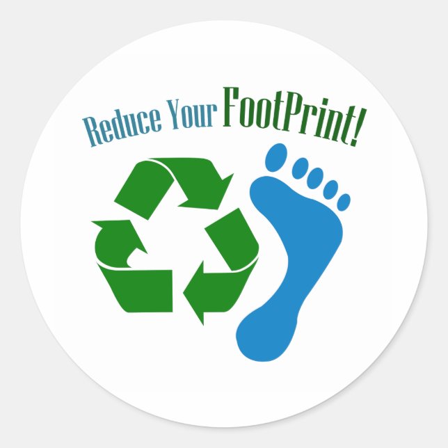 Reduzieren Sie Ihren Footprint Runder Aufkleber (Vorderseite)