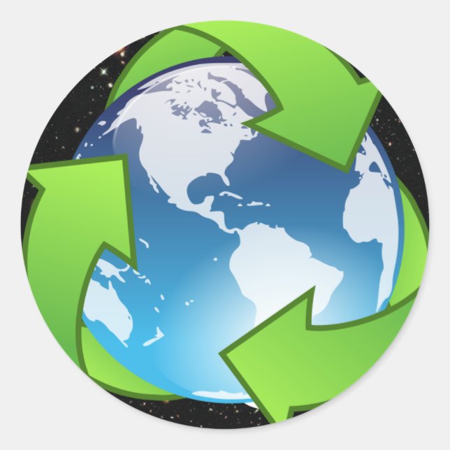 Reduzieren, wiederverwenden, Gerecycelt (Erde) Runder Aufkleber (Vorderseite)