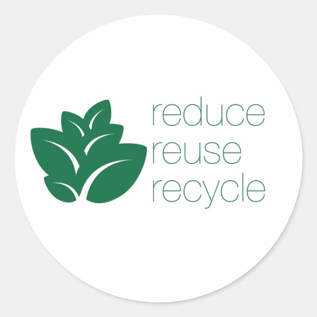 Reduzieren, wiederverwenden, gerecycelt, grün werd runder aufkleber (Vorderseite)