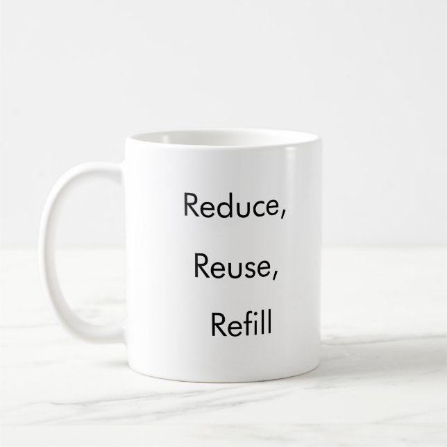 Reduzieren, wiederverwenden, Nachfüllen lustiger K Kaffeetasse (Links)