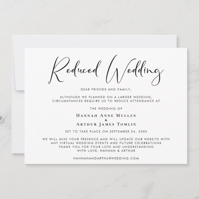 Reduzierte Hochzeitstil-Elegante Kalligraphie Ankündigung (Vorderseite)