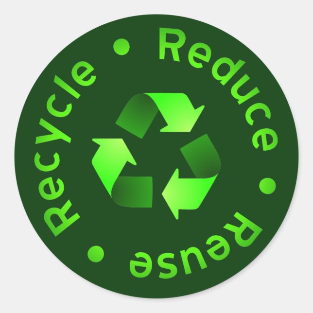 Reduzierung - Wiederverwendung - Gerecycelt Aufkle Runder Aufkleber (Vorderseite)
