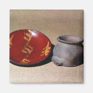 Redware Schale und Teller, c.1780 Magnet