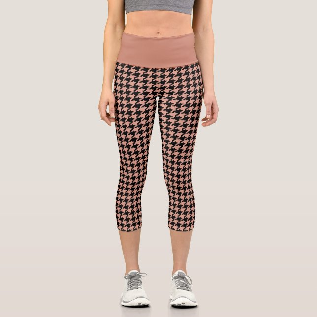 Redwood Antique Brass Hahnentrittmuster Gemustert  Capri Leggings (Vorderseite)