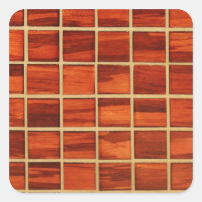 Redwood Badezimmer Fliesen Hintergrund Quadratischer Aufkleber (Vorderseite)