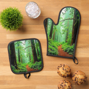 Redwood Forest Mistle Tranquility Design Ofenhandschuh & Topflappen-Set