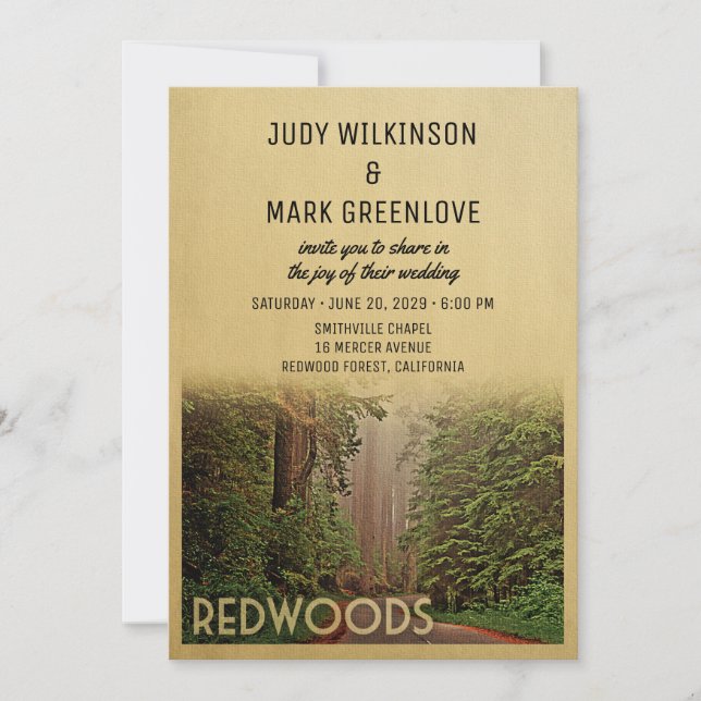 Redwood Forest Wedding Einladung Humboldt Landkrei (Vorderseite)