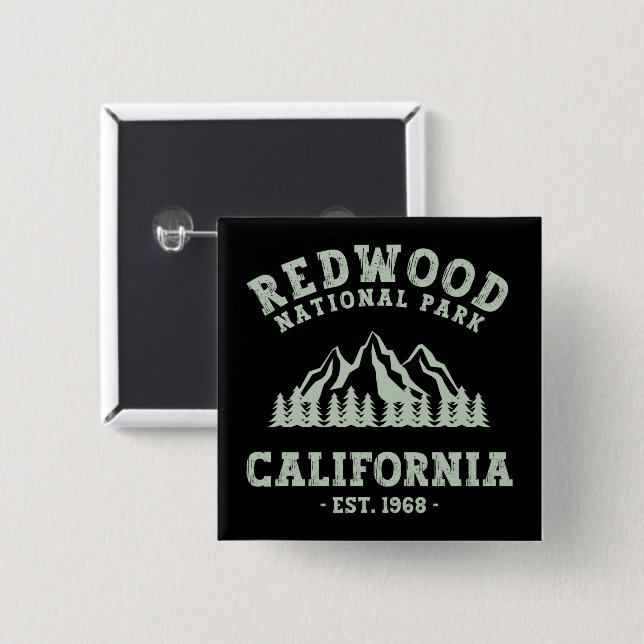 Redwood National Park California Button (Vorne & Hinten)