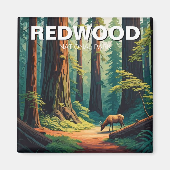 Redwood National Park California Elch Magnet (Vorne)