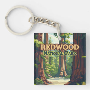 Redwood National Park California Tree Retro Schlüsselanhänger