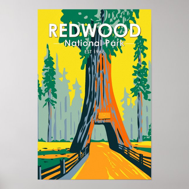 Redwood National Park Chandelier Tree Vintag Poster (Vorne)