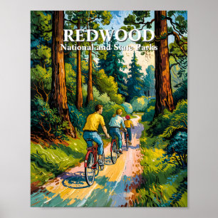 Redwood National Park Familien-Radfahrrunde Van Go Poster