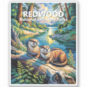 Redwood National Park Farbige Tiere Süße Otter Aufkleber