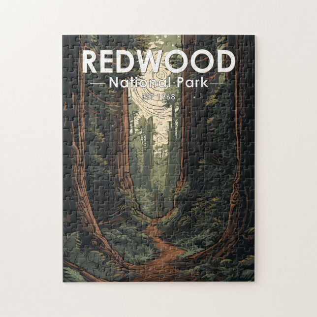 Redwood National Park Illustration Trail Vintag (Vertikal)