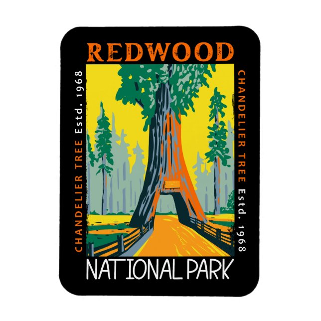 Redwood National Park Khandelier Tree erschüttert Magnet (Vertikal)