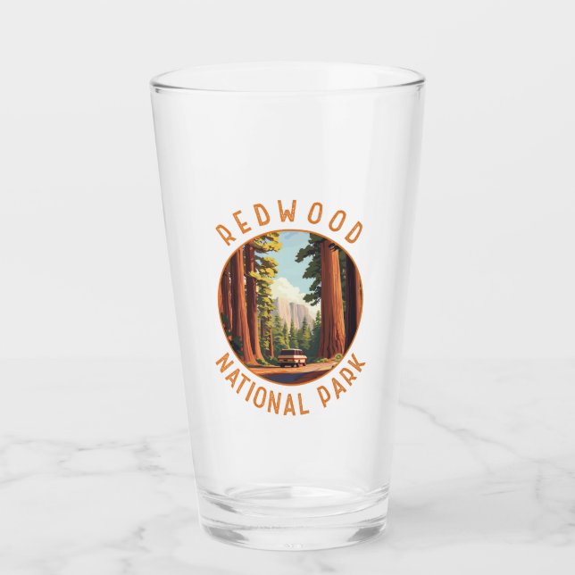 Redwood National Park Retro Distressed Circle Glas (Vorderseite)