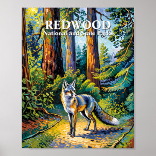 Redwood National Park Van Gogh Wald Fuchs Custom Poster