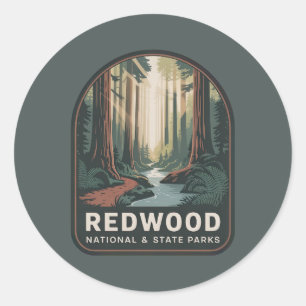 Redwood National & State Parks Vintage-Abzeichen Runder Aufkleber