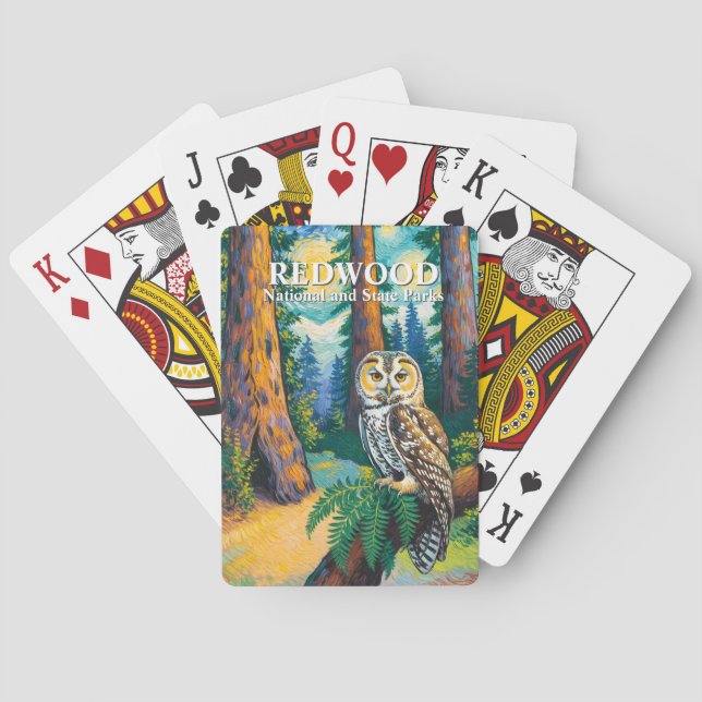 Redwood-Nationalpark Bunter Wald Eule Wildtiere Spielkarten (Rückseite)