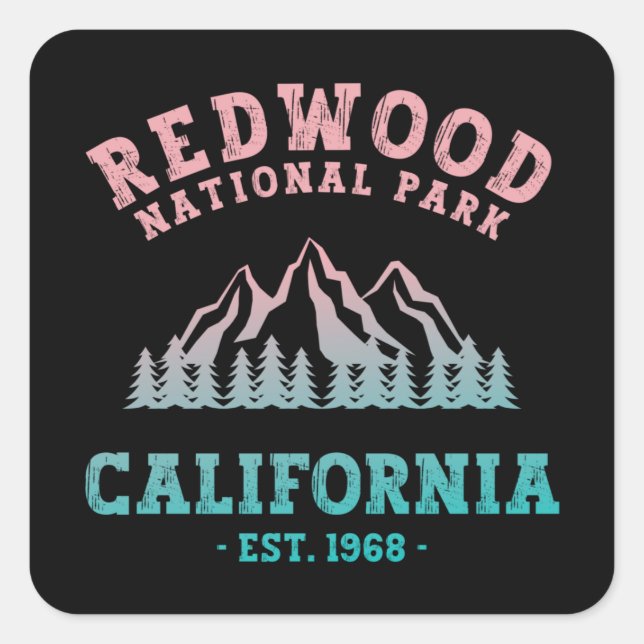 Redwood Nationalpark California Gradient Quadratischer Aufkleber (Vorderseite)