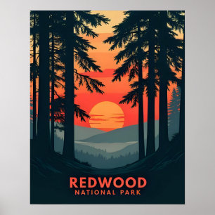 Redwood Nationalpark Kalifornien Retro Vintage Poster