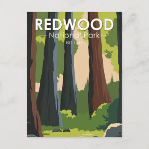 Redwood Nationalpark Minimal Vintage Postkarte