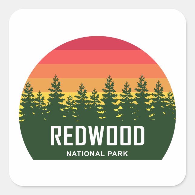 Redwood-Nationalpark Quadratischer Aufkleber (Vorderseite)