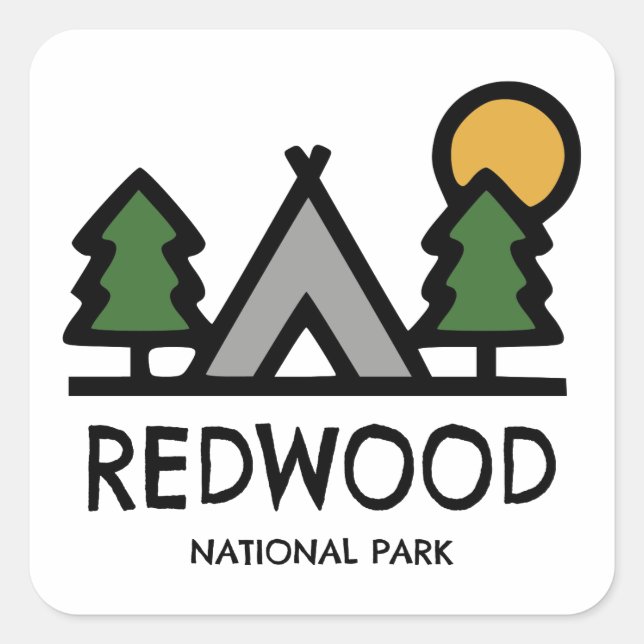 Redwood-Nationalpark Quadratischer Aufkleber (Vorderseite)