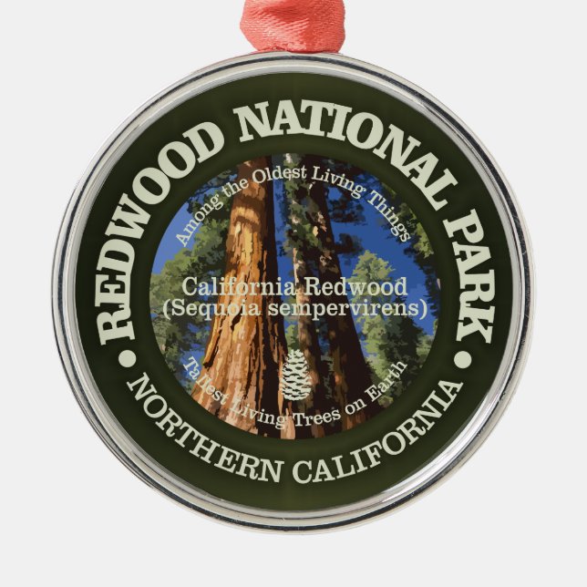 Redwood-Nationalpark Silbernes Ornament (Vorne)