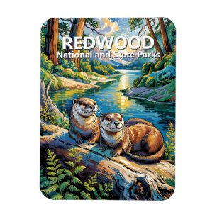 Redwood-Nationalpark-Tiere Otter Van-Gogh-Stil Magnet