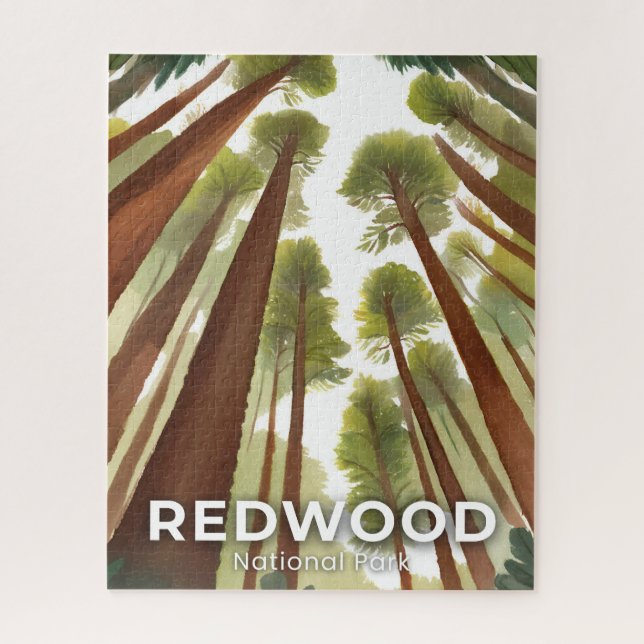 Redwood Trees | National Park Watercolor Art (Vertikal)