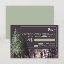 Redwoods & Bark, Rustikale Hochzeit - RSVP Karte