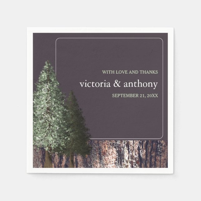 Redwoods & Bark, Rustikale Hochzeit Serviette (Vorderseite)