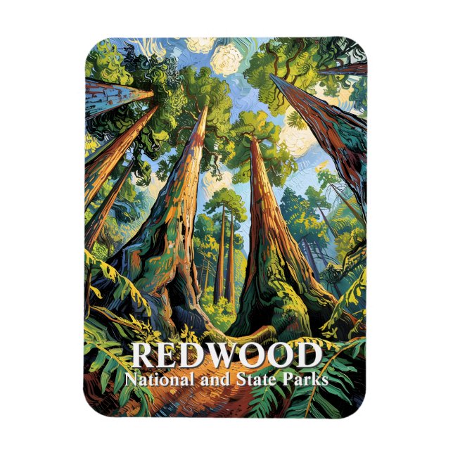 Redwoods National Park California Van Gogh Custom Magnet (Vertikal)
