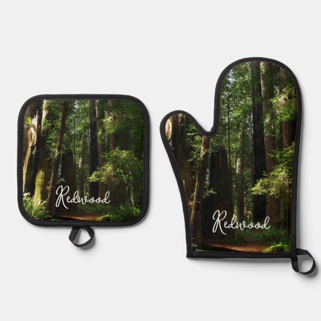 Redwoods und Ferns im Redwood-Nationalpark Ofenhandschuh & Topflappen-Set (Vorderseite)