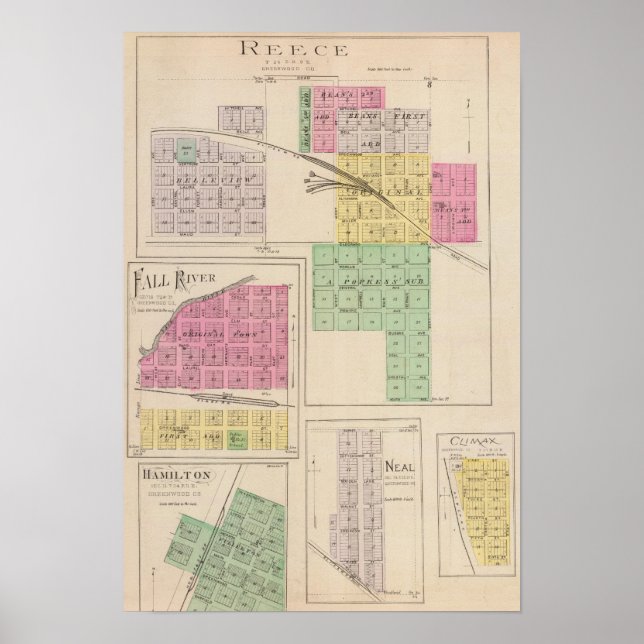 Reece, Fall River, Hamilton und Climax, Kansas Poster (Vorne)