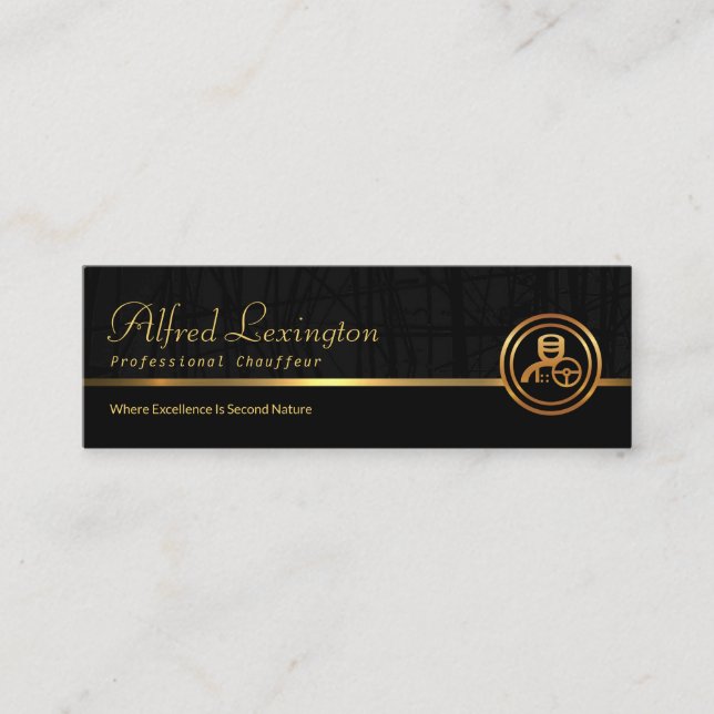 Reed Pflanze Grunge Exquisite Black Gold Line Mini Visitenkarte (Vorderseite)