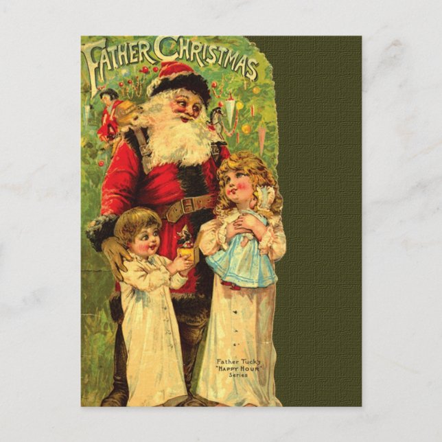 Réédition Carte postale de Noël du Père victorien (Devant)