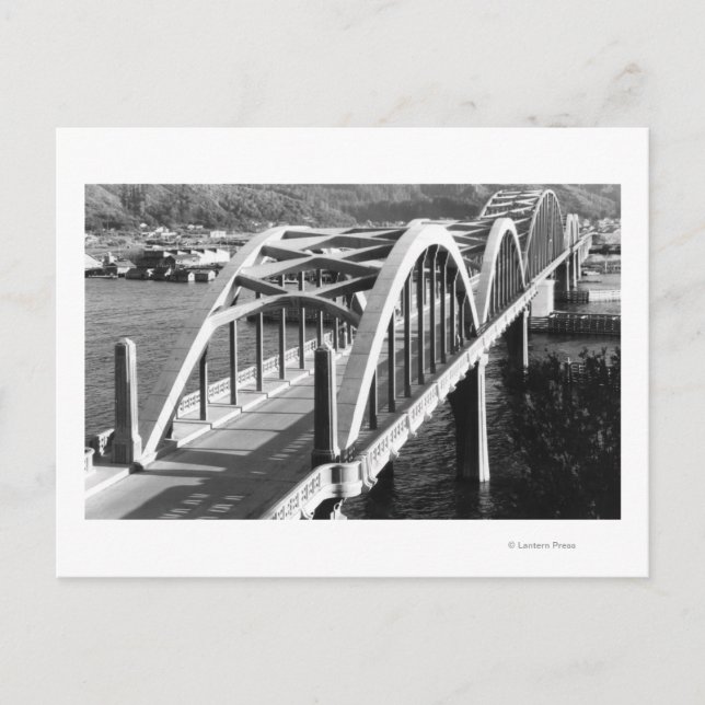 Reedsport, Oregon Blick über die Brücke über Umpqu Postkarte (Vorderseite)