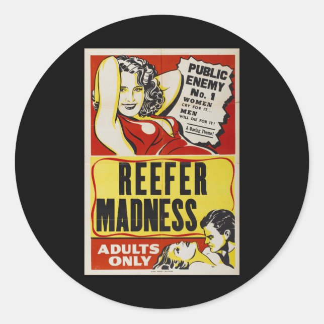 Reefer madness retro vintage poster runder aufkleber (Vorderseite)