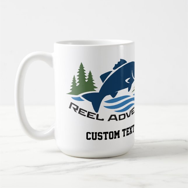 Reel Adventure Sportfischerei-Logo-Stil Kaffeetasse (Links)