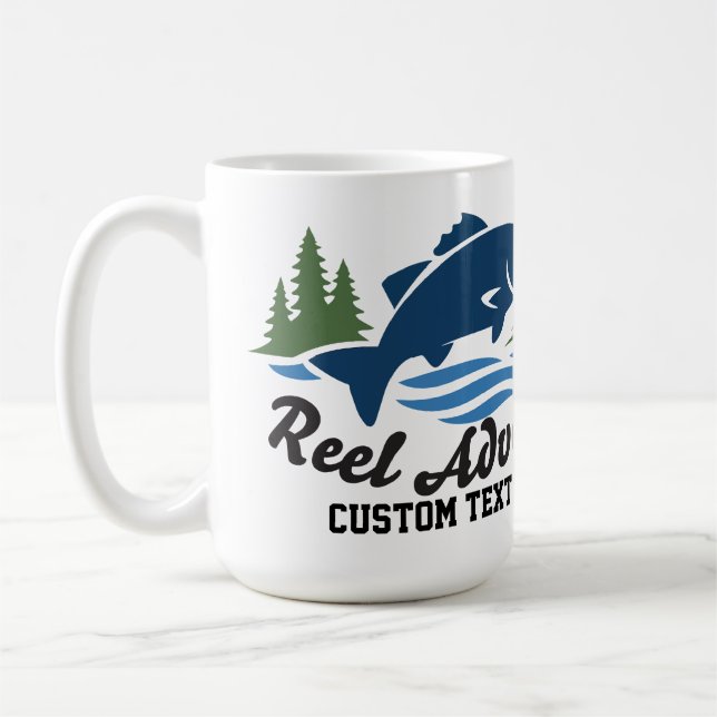 Reel Adventure Sportfischerei-Logo-Stil Kaffeetasse (Links)